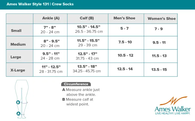 AW 131 Coolmax Crew Socks 8-15 mmHg (3 Pack)