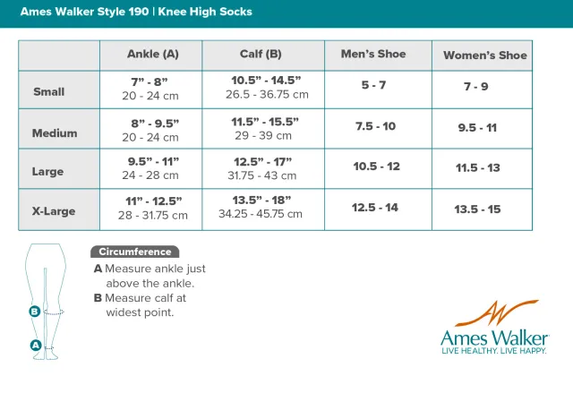 AW 190 E-Z Walker Plus Diabetic Crew Socks for Sensitive Feet 8-15 mmHg (Sale)