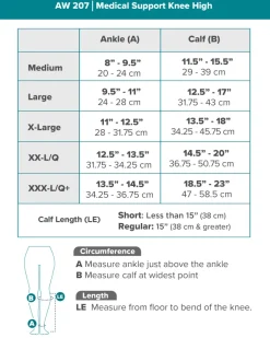 AW 207 Medical Support Knee Highs Closed Toe w/Silicone Band - 20-30 mmHg