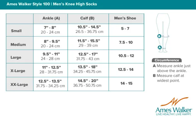 AW 100 Men's Knee High Dress Socks 20-30 mmHg