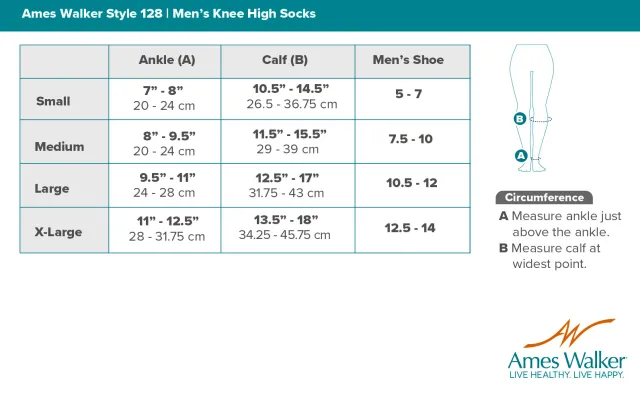AW 128 Men's Microfiber/Cotton Knee High Dress Socks 20-30 mmHg