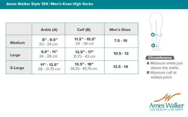 AW 104 Men's Microfiber Knee High Dress Socks 20-30 mmHg