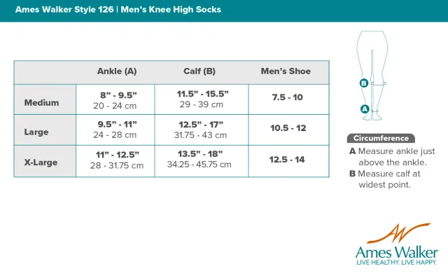 AW 126 Men's Microfiber Knee High Dress Socks 30-40 mmHg