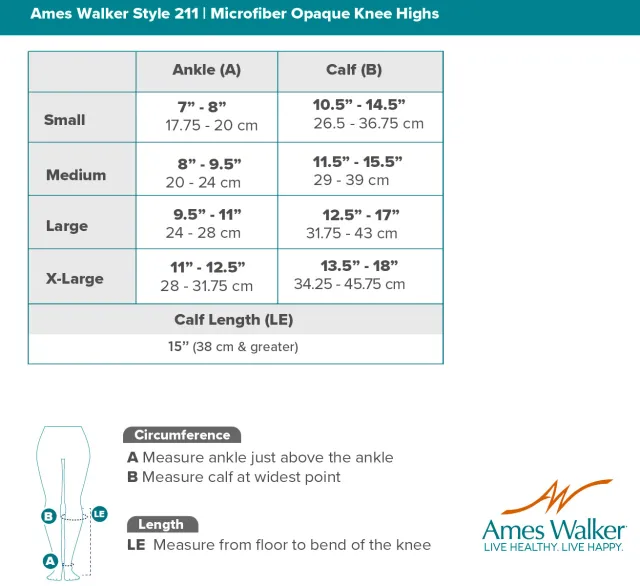 AW 211 Microfiber Opaque Knee Highs 20-30 mmHg