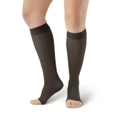 AW 213 Microfiber Opaque Knee Highs Open Toe 20-30 mmHg