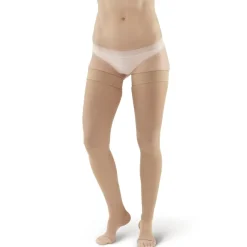 AW 265 Microfiber Opaque Open Toe Thigh Highs w/Dot Band 20-30 mmHg