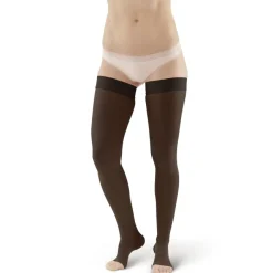 AW 265 Microfiber Opaque Open Toe Thigh Highs w/Dot Band 20-30 mmHg