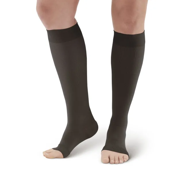 AW 291OT Luxury Opaque Open Toe Knee Highs 20-30 mmHg