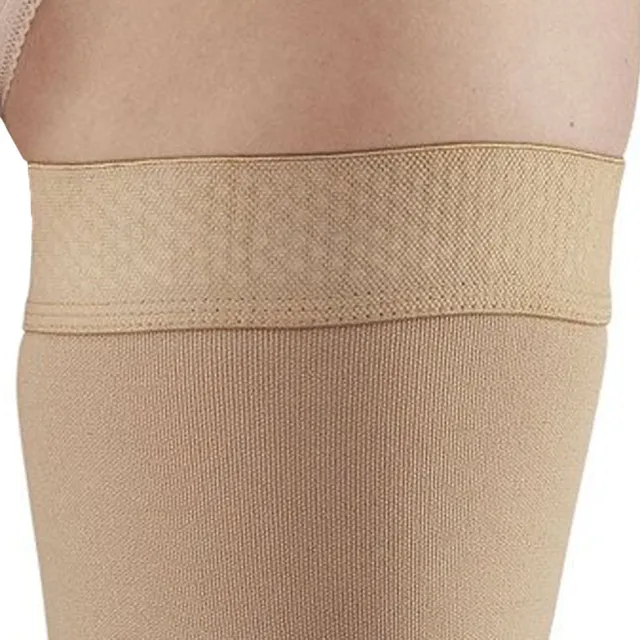AW 292OT Luxury Opaque Open Toe Thigh Highs w/Dot Band 20-30 mmHg