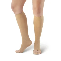 AW 209OT Microfiber Opaque Open Toe Knee Highs 15-20 mmHg