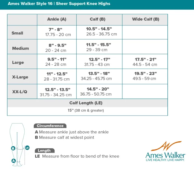 AW 16 Sheer Support Knee Highs 15-20 mmHg