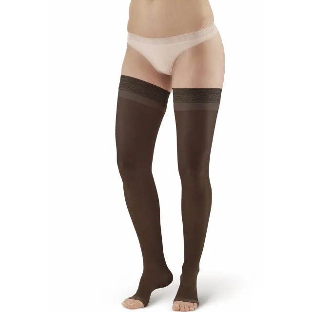 AW 45 Sheer Support Open Toe Thigh Highs w/Top Band 15-20 mmHg