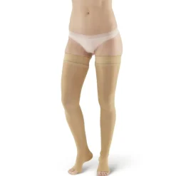 AW 262 Signature Sheer Open Toe Thigh Highs w/Dot Band 15-20 mmHg