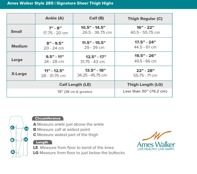 AW 285 Signature Sheer Thigh Highs w/Top Band 20-30 mmHg