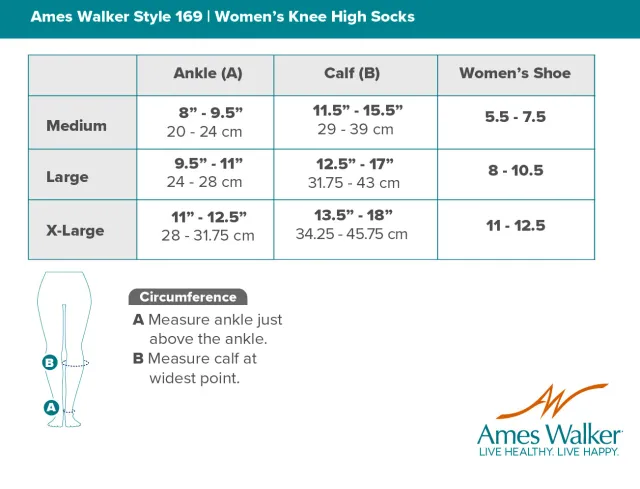 AW 169 Women's Cotton Travel Knee High Socks 15-20 mmHg