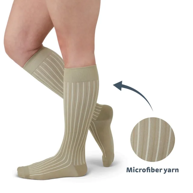 Duomed Soft Stripe Compression Knee High Sock 15-20 mmHg