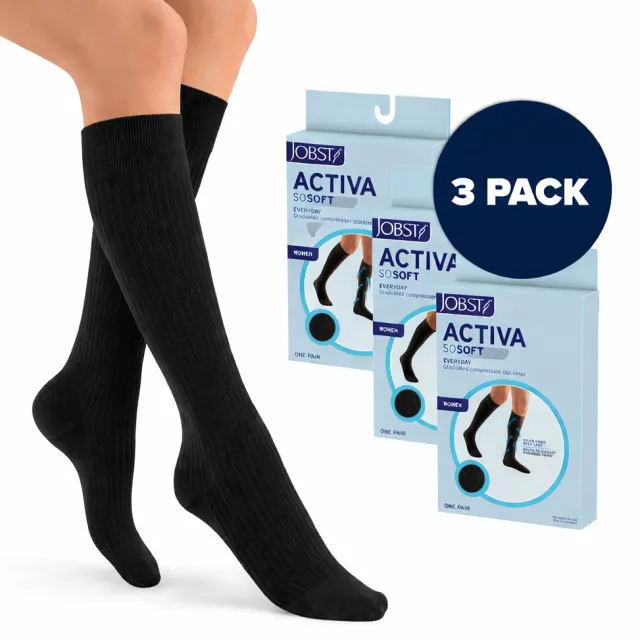 Jobst ACTIVA SoSoft Compression Socks Ribbed 15-20 mmHg 3-Pack