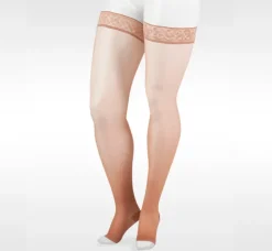 Juzo 2100 Naturally Sheer Open Toe Thigh Highs w/Silicone Band 15-20 mmHg