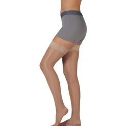 Juzo 2101 Naturally Sheer Open Toe Thigh Highs w/Silicone Band 20-30 mmHg