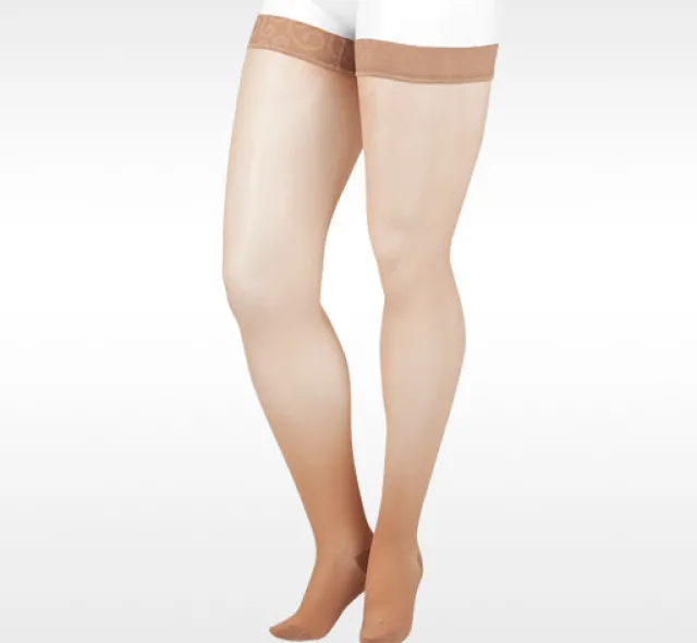 Juzo 2100 Naturally Sheer Thigh Highs w/Silicone Band 15-20 mmHg