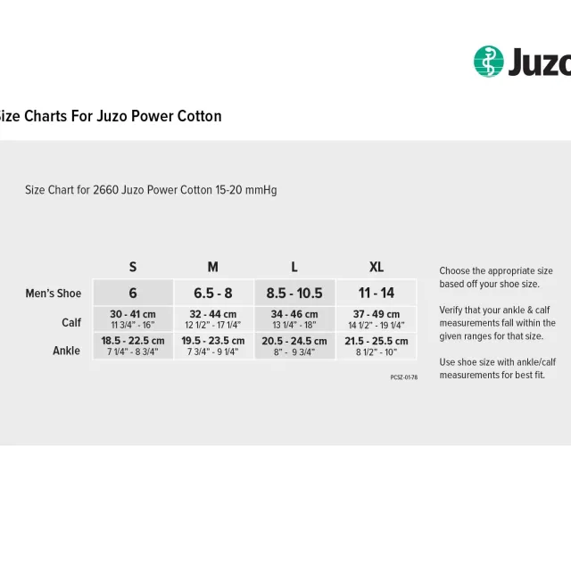 Juzo 2660 Power Cotton Knee High Socks 15-20 mmHg