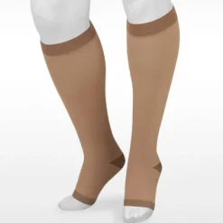 Juzo 2061 Silver Soft Open Toe Knee Highs w/Silicone Band 30-40 mmHg