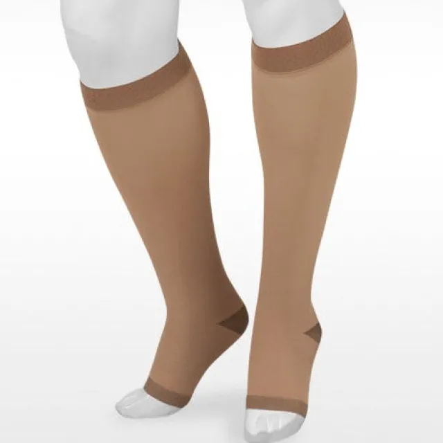 Juzo 2061 Silver Soft Open Toe Knee Highs w/Silicone Band 30-40 mmHg