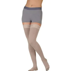 Juzo 2062 Silver Soft Open Toe Thigh Highs w/Silicone Band 30-40 mmHg