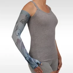 Juzo Soft 2002 Signature Collection Print Butterfly Flower Blue Armsleeve 30-40 mmHg