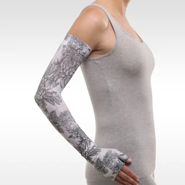 Juzo Soft 2001 Signature Collection Print Floral Gray Armsleeve 20-30 mmHg