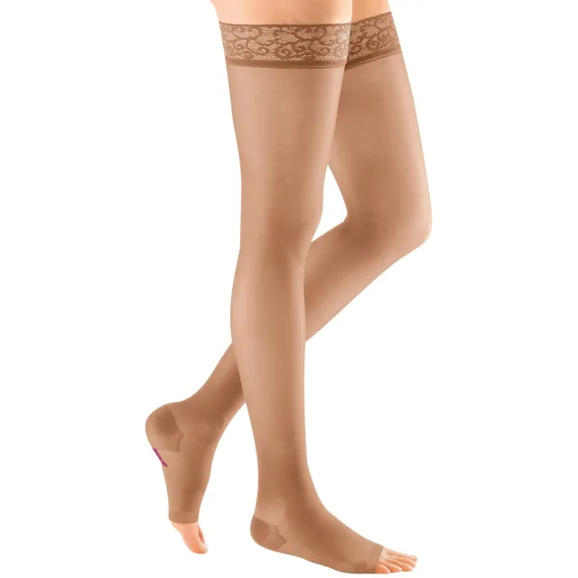 Mediven Sheer & Soft Open Toe Thigh Highs w/Lace Band 15-20 mmHg