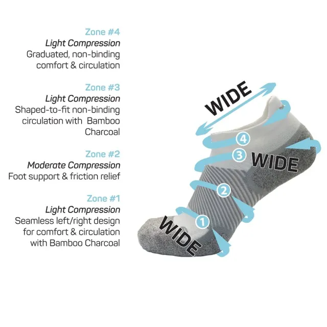 OS1st WP4+ Wellness Performance No Show Socks (Wide) (3 Pack)