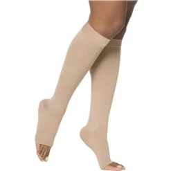Sigvaris Essential 863 Opaque Open Toe Knee Highs w/Grip Top 30-40 mmHg