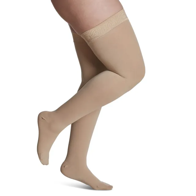 Sigvaris Essential 863 Opaque Women's Thigh Highs w/Grip Top 30-40 mmHg