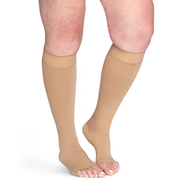 Sigvaris Specialty 554 Secure Unisex Open Toe Knee Highs w/Silicone Band 40-50 mmHg