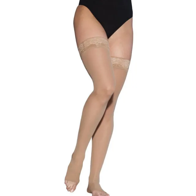 Sigvaris Style 783 Women's Sheer Open Toe Thigh Highs w/Grip Top 30-40 mmHg